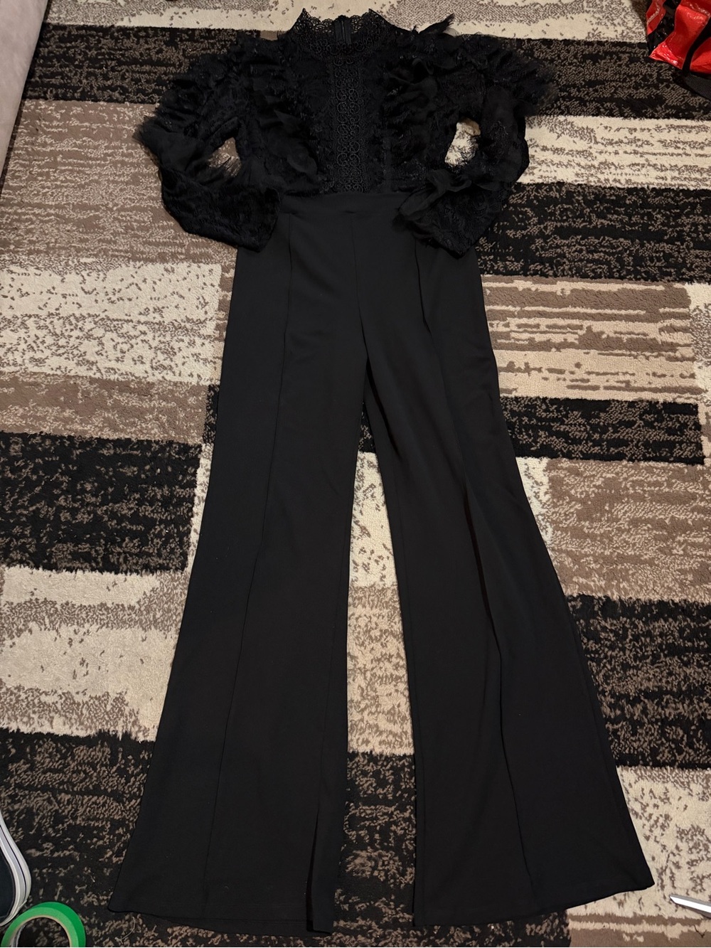 Black lace High-Waist Wide Leg jumper for Women